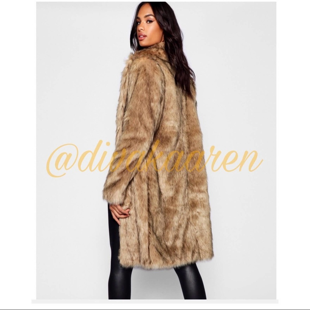 FAUX FUR Notched Collar Lined Coat
